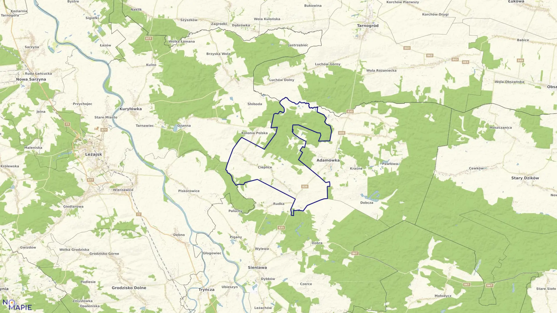 Mapa obrębu CIEPLICE w gminie Adamówka